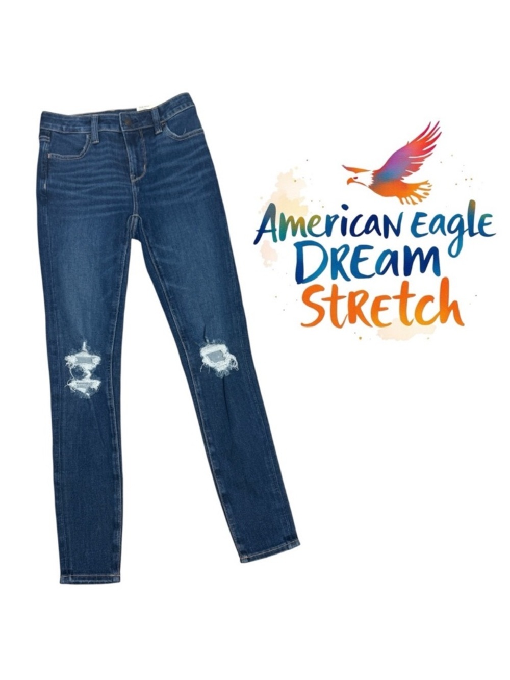 American Eagle The Dream Jean Super High Rise Distressed Stretch Jegging Size 0